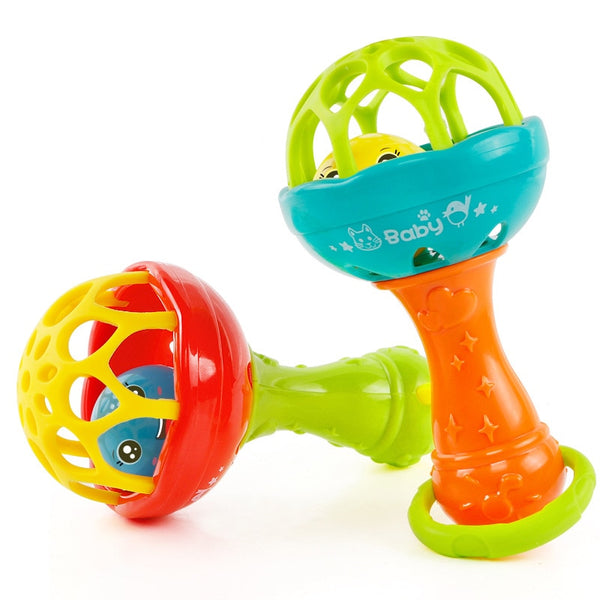 Baby Rattles toy Intelligence Grasping Gums Plastic Hand Bell Rattle Funny Educational Mobiles Toys Birthday Gifts WJ482