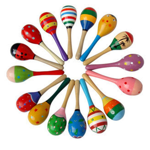 1PC Baby Wooden Ball Toys Baby Rattles Sand Hammer Musical Toy Instrument Sound Maker Baby Attetion Training Toy Random Color