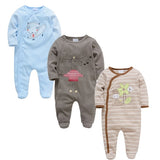 2019 3 4 pcs/lot Summer Baby Boy roupa de bebes Newborn Jumpsuit Long Sleeve Cotton Pajamas 0-12 Months Rompers Baby Clothes