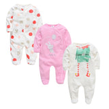 2019 3 4 pcs/lot Summer Baby Boy roupa de bebes Newborn Jumpsuit Long Sleeve Cotton Pajamas 0-12 Months Rompers Baby Clothes