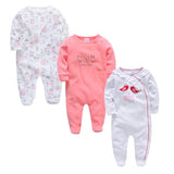 2019 3 4 pcs/lot Summer Baby Boy roupa de bebes Newborn Jumpsuit Long Sleeve Cotton Pajamas 0-12 Months Rompers Baby Clothes