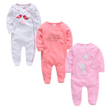 2019 3 4 pcs/lot Summer Baby Boy roupa de bebes Newborn Jumpsuit Long Sleeve Cotton Pajamas 0-12 Months Rompers Baby Clothes