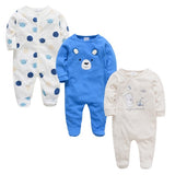 2019 3 4 pcs/lot Summer Baby Boy roupa de bebes Newborn Jumpsuit Long Sleeve Cotton Pajamas 0-12 Months Rompers Baby Clothes