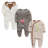 2019 3 4 pcs/lot Summer Baby Boy roupa de bebes Newborn Jumpsuit Long Sleeve Cotton Pajamas 0-12 Months Rompers Baby Clothes