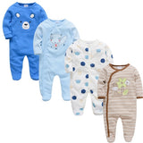 2019 3 4 pcs/lot Summer Baby Boy roupa de bebes Newborn Jumpsuit Long Sleeve Cotton Pajamas 0-12 Months Rompers Baby Clothes