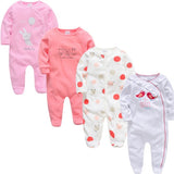 2019 3 4 pcs/lot Summer Baby Boy roupa de bebes Newborn Jumpsuit Long Sleeve Cotton Pajamas 0-12 Months Rompers Baby Clothes