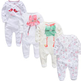 2019 3 4 pcs/lot Summer Baby Boy roupa de bebes Newborn Jumpsuit Long Sleeve Cotton Pajamas 0-12 Months Rompers Baby Clothes
