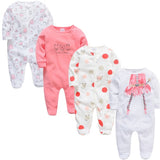 2019 3 4 pcs/lot Summer Baby Boy roupa de bebes Newborn Jumpsuit Long Sleeve Cotton Pajamas 0-12 Months Rompers Baby Clothes