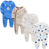 2019 3 4 pcs/lot Summer Baby Boy roupa de bebes Newborn Jumpsuit Long Sleeve Cotton Pajamas 0-12 Months Rompers Baby Clothes