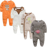 2019 3 4 pcs/lot Summer Baby Boy roupa de bebes Newborn Jumpsuit Long Sleeve Cotton Pajamas 0-12 Months Rompers Baby Clothes