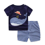 Brand Designer Baby Boy Clothes Sport Clothing Tracksuit Active  Striped Tshirt +shorts Toddler Clothing Sets