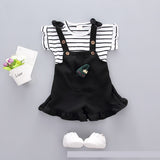 Summer Chinese Style Baby Girl Clothing Striped T-shirt Tops + Shorts