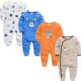 2019 3 4 pcs/lot Summer Baby Boy roupa de bebes Newborn Jumpsuit Long Sleeve Cotton Pajamas 0-12 Months Rompers Baby Clothes