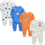 2019 3 4 pcs/lot Summer Baby Boy roupa de bebes Newborn Jumpsuit Long Sleeve Cotton Pajamas 0-12 Months Rompers Baby Clothes