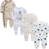 2019 3 4 pcs/lot Summer Baby Boy roupa de bebes Newborn Jumpsuit Long Sleeve Cotton Pajamas 0-12 Months Rompers Baby Clothes