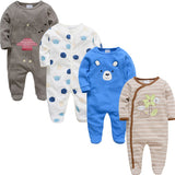 2019 3 4 pcs/lot Summer Baby Boy roupa de bebes Newborn Jumpsuit Long Sleeve Cotton Pajamas 0-12 Months Rompers Baby Clothes