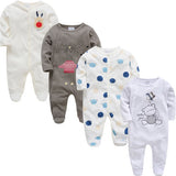2019 3 4 pcs/lot Summer Baby Boy roupa de bebes Newborn Jumpsuit Long Sleeve Cotton Pajamas 0-12 Months Rompers Baby Clothes