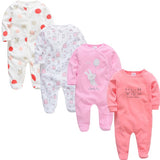 2019 3 4 pcs/lot Summer Baby Boy roupa de bebes Newborn Jumpsuit Long Sleeve Cotton Pajamas 0-12 Months Rompers Baby Clothes