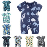 2019 Toddler Newborn Baby Boys Girls Dinosaur Zipper Rompers Cartoon Jumpsuit Outfits Clothes Short Sleeve Baby Rompers