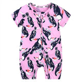 2019 Toddler Newborn Baby Boys Girls Dinosaur Zipper Rompers Cartoon Jumpsuit Outfits Clothes Short Sleeve Baby Rompers