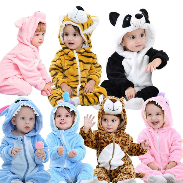 Flannel Baby Rompers Rabbit Cotton Baby Boys Girls Animal Rompers Spring Winter Stitch Baby's Sets Kigurumi Newborn Clothes 2019