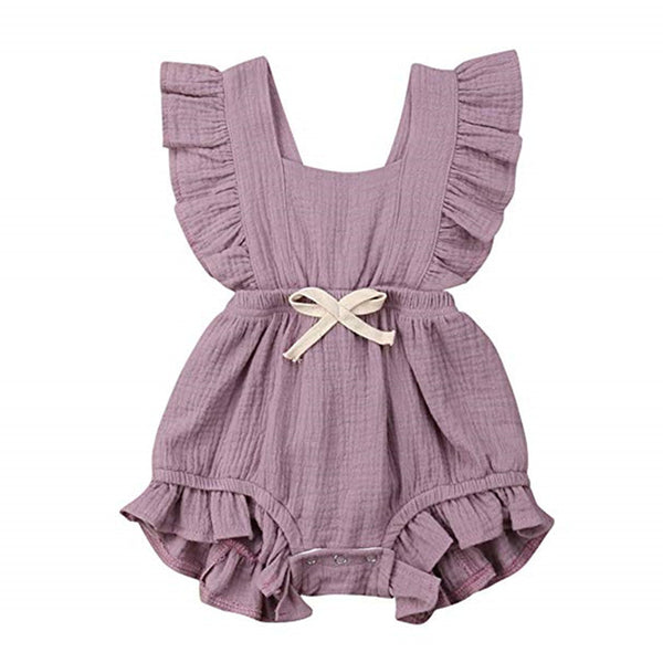 6 Color Cute Baby Girl Ruffle Solid Color Romper Jumpsuit Outfits Sunsuit for Newborn Infant Children Clothes Kid Clothing