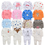2019 3 4 pcs/lot Summer Baby Boy roupa de bebes Newborn Jumpsuit Long Sleeve Cotton Pajamas 0-12 Months Rompers Baby Clothes