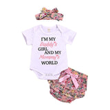 0-24M Newborn Baby Girl Letter Print Romper + Pants Dress+Headband