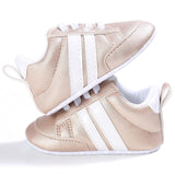 Baby Shoes Pu Leather Shoes Sports Sneakers Newborn Baby Boys Girls Stripe Pattern Shoes Infant Toddler Soft Anti-slip Shoes