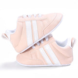 Baby Shoes Pu Leather Shoes Sports Sneakers Newborn Baby Boys Girls Stripe Pattern Shoes Infant Toddler Soft Anti-slip Shoes