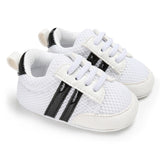 Baby Shoes Pu Leather Shoes Sports Sneakers Newborn Baby Boys Girls Stripe Pattern Shoes Infant Toddler Soft Anti-slip Shoes