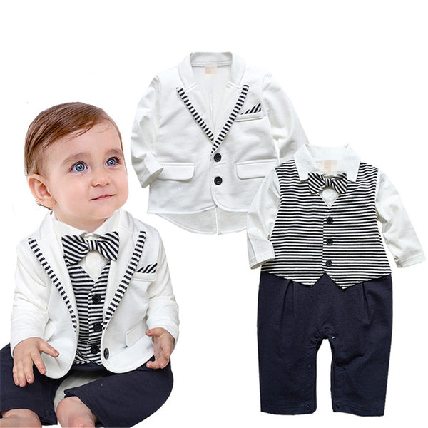 Voguish Boutiqu newborn clothing set bebes baby boy clothes baby rompers+ coat with tie